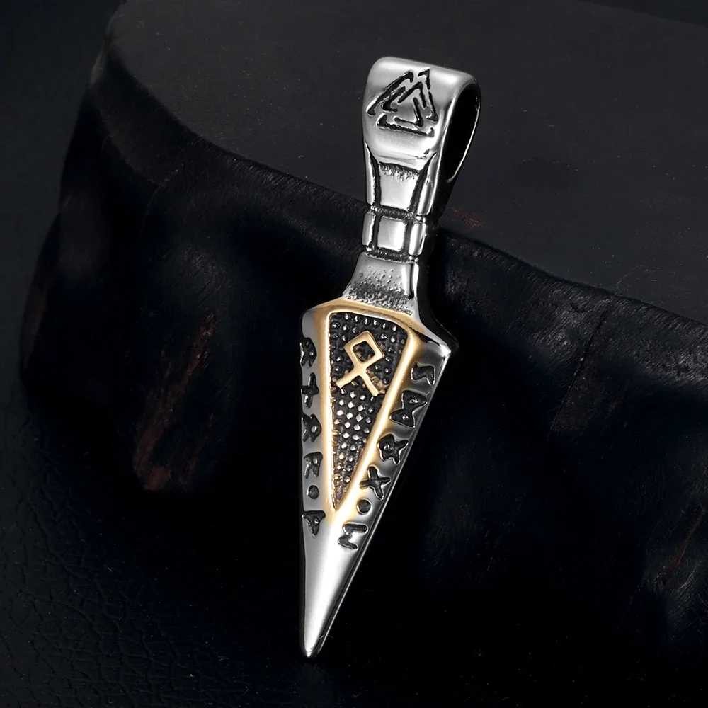 316L Stainless Steel Norse Viking Rune Spear Pendant for Men Necklace DIY Accessories Finding Jewelry Making Charm