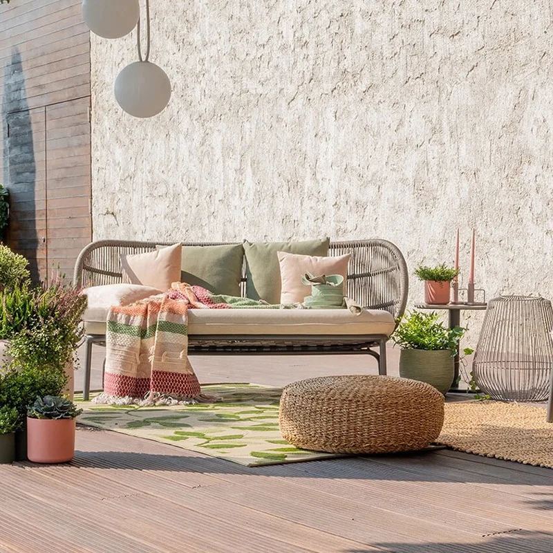 Outdoor Rattan Sofa Rattan Chair Coffee Table Villa Model Room Courtyard Balcony Outdoor Leisure Rattan Sofa Combination