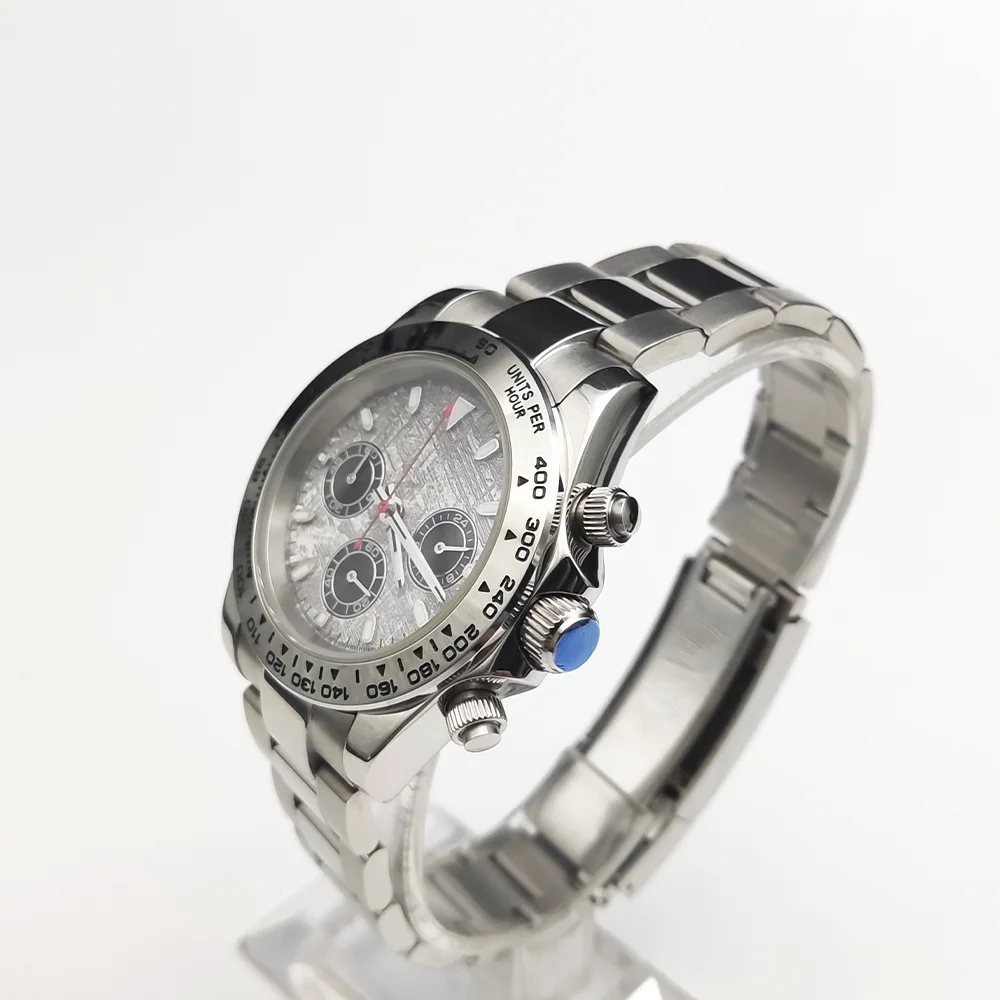 Men's Luxury Quartz Watch, VK63 Watch, Sapphire Crystal, Waterproof, Super Bright Luminous Watch, Steel, Business, Silver