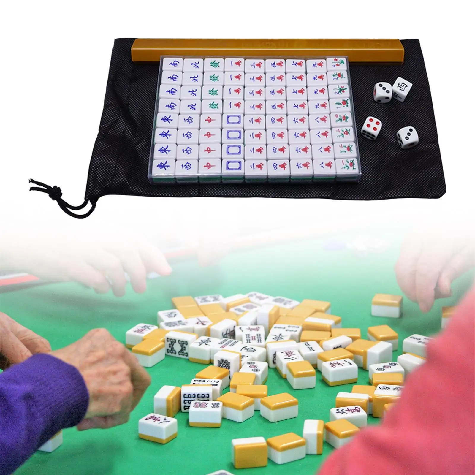 Traditional Chinese Mahjong Game Set Friends Leisure Tile Tiles Games Board Game for Chinese Game Play Party Home