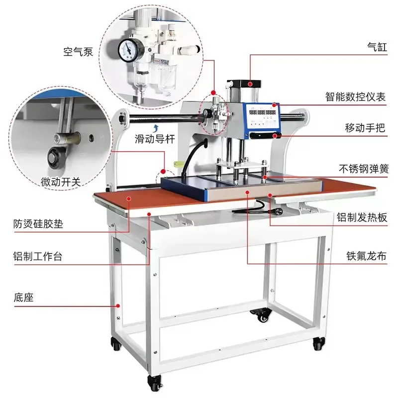 for 40x60cm Manual Semi Automatic Pneumatic Hot Press Dual Station Flatbed Printer for DTF Sublimation Transfer Work