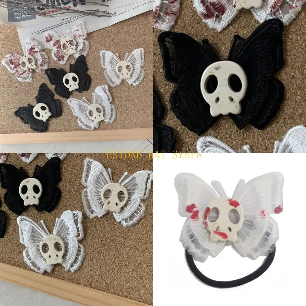 49MF Skeleton Hair Pins Punk Hair Scrunchies for Girlfriend Couple Gift