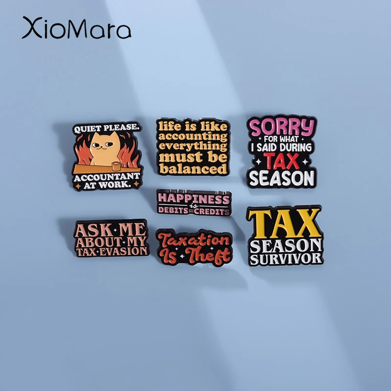 Tax Season Survivor Enamel Pins Custom Accountant Brooches Lapel Badges Cartoon Punk Funny Puns Jewelry Gift for Kids Friends