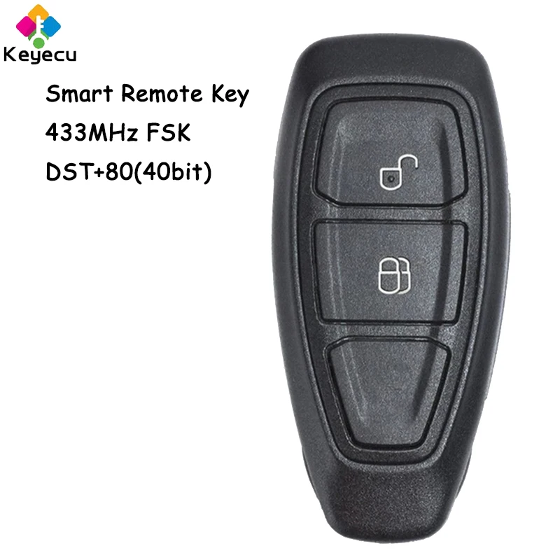 KEYECU Smart Remote Control Car Key With 2 Buttons 433MHz FSK DST+80 40Bit Chip for Ford Ecosport 2013 2014 2015 2016