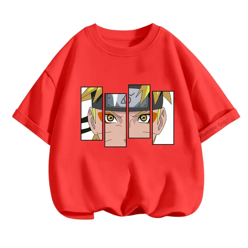 Summer Kids Narutos T-shirt Casual 2024 New Kakashi Tshirt Sportswear Cartoon T-shirt Boys Tops Girls 3-14 Years Teen Clothes