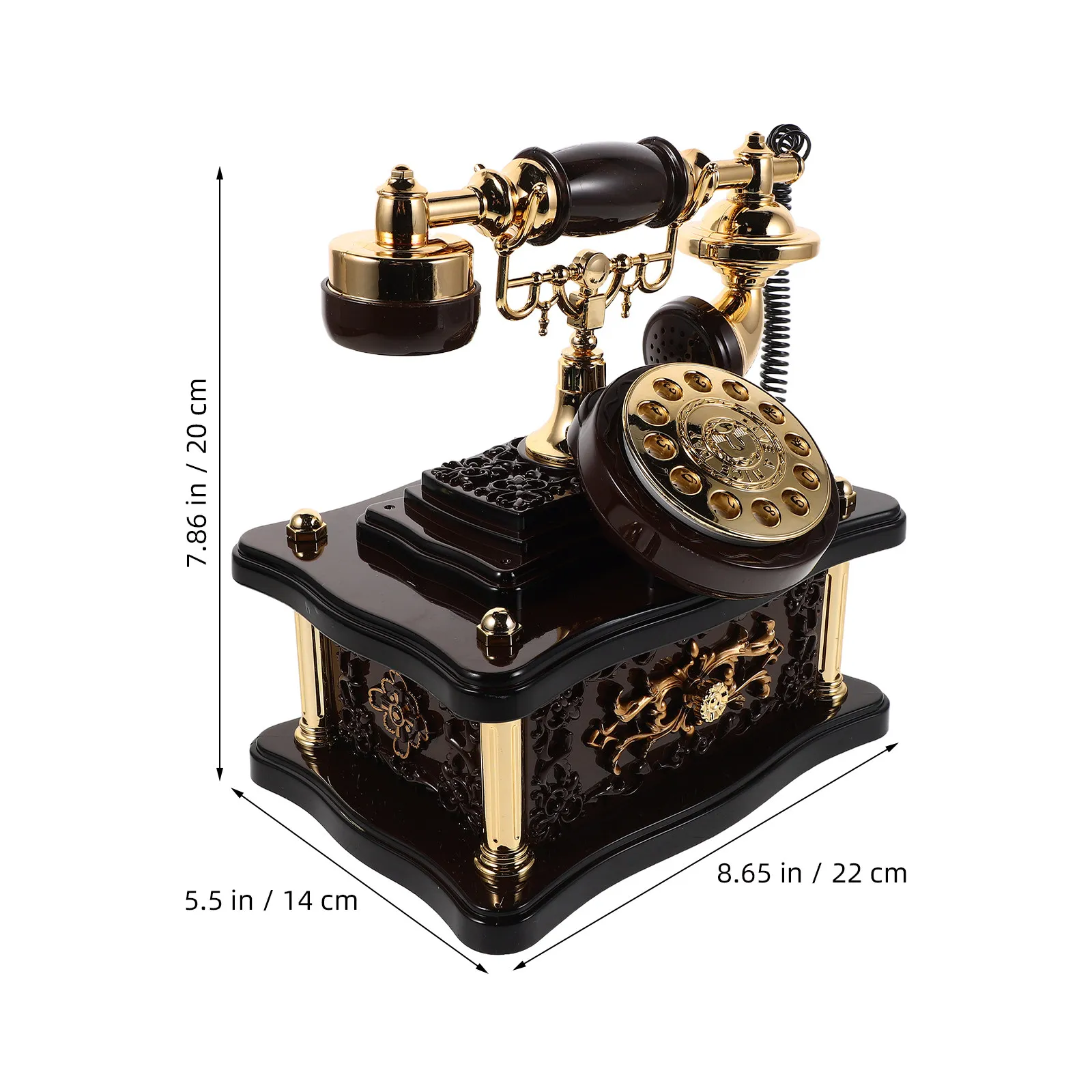 Vintage Telephone Music Box Retro Dial Telephone Decoration Old Fashioned Landline Phone Desktop Accent for Wine Cabinet Shelf