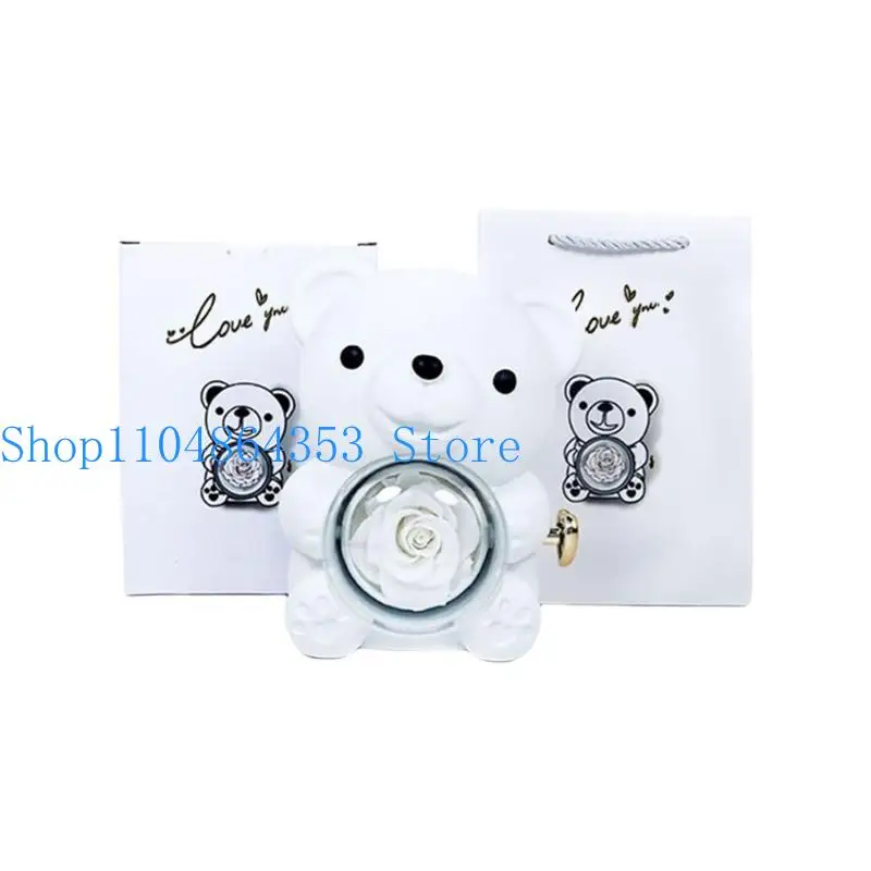 

652F консервированная коробка с розой и медведем, коробка для демонстрации ювелирных изделий, пластиковая текстура для подарков