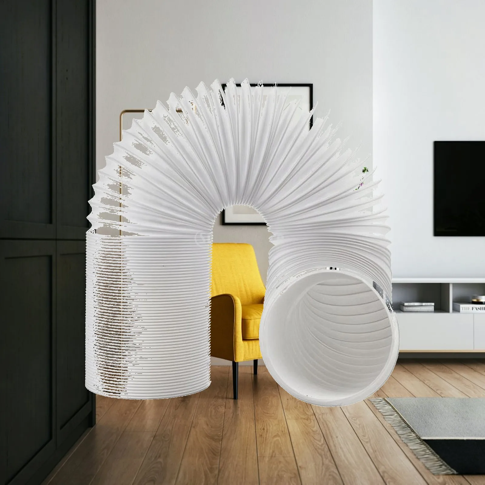 Flexible PVC Air Conditioner Hose 150mm Left Thread Portable AC Exhaust Duct Vent Kit for Window Wall Unit Replacement