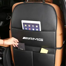 Car Back Seat Organizer Leather Automatic Storage Pocket Protector For Mercedes Benz AMG W204 W211 W212 W176 W205 W168 W222 W210