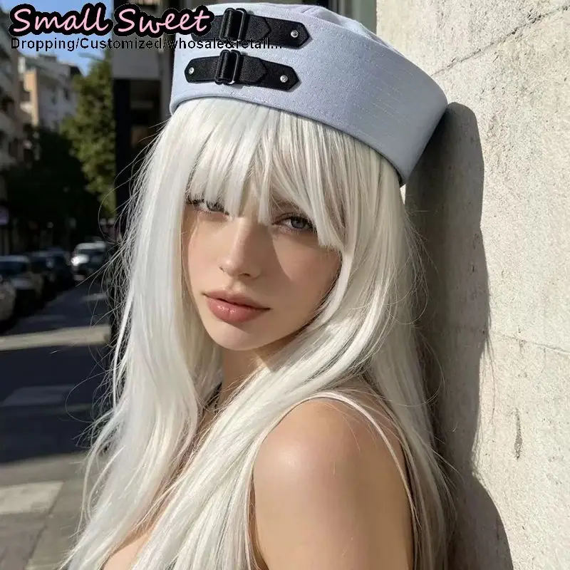 Women Subculture Y2K Girl Versatile Vintage Beret Festival Black Leather Buckle Sailor Hat PU Chain Sweet Captain Hat Cute Hats