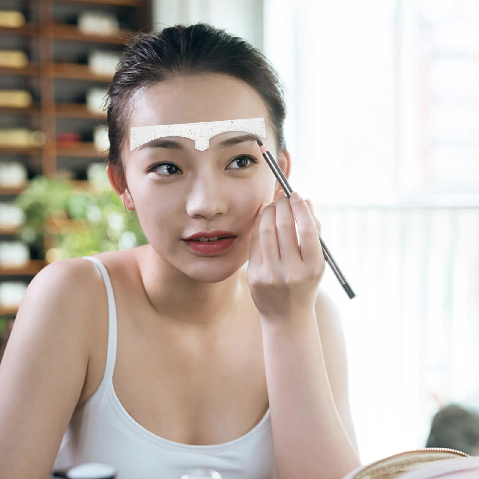 

Рулонный измерительный стикер-линейка, белый, одноразовый трафарет для бровей для женщин, клейкий шаблон для бровей, для естественного макияжа, принадлежности для бровей