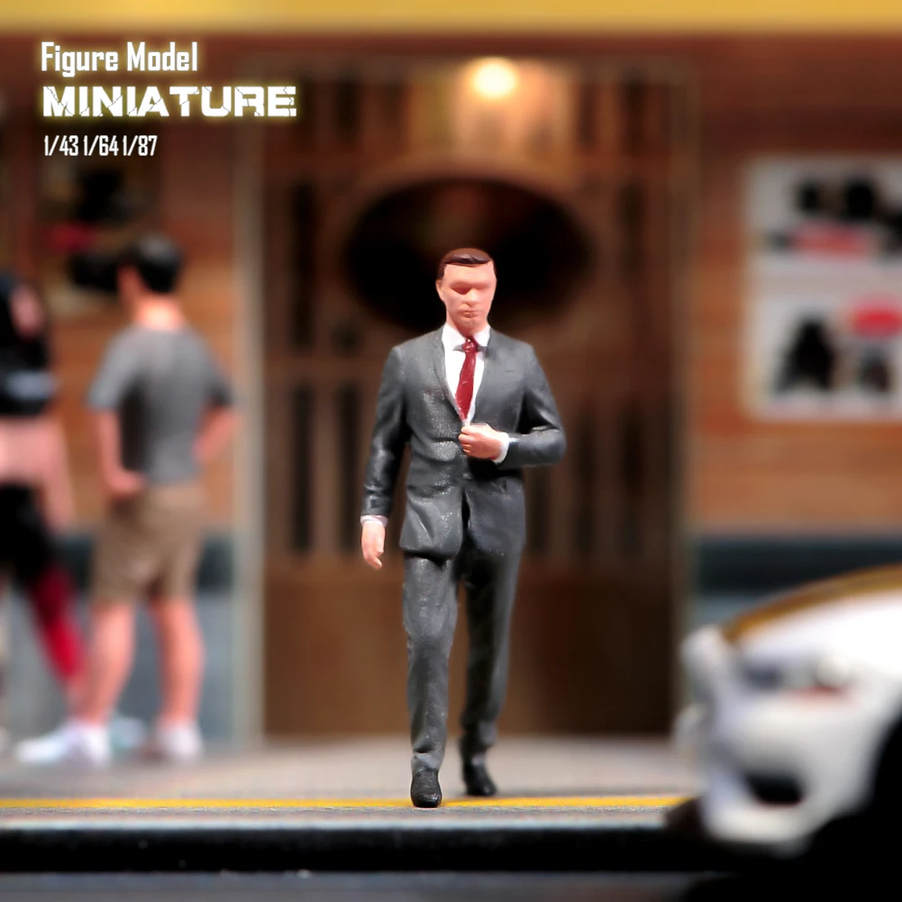 Miniatures Figures 1/87 1/64 1/43 1/24 Elite Suit Man Resin Figurine Model Creative Scene Dolls Props For Cars Vehicles Toys