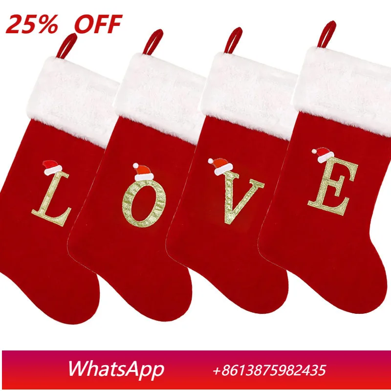 

LTT large Christmas stockings Christmas decorations embroidered letter knitted Christmas stockings