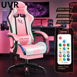 UVR Home Girls Gaming Chair  Ergonomic Office ChairHome Reclining Chair Adjustable Chair with Footrest Competitive Gaming Chair