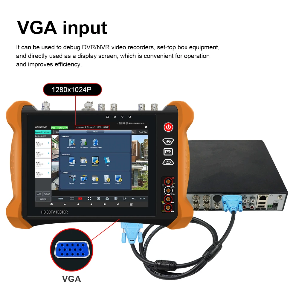 X9 Pro 8inch IP CCTV Tester 8MP AHD CVI TVI camera tester CCTV Tester Monitor 48V PoE power output  UTP Cable Tester Networ Tool - view 3