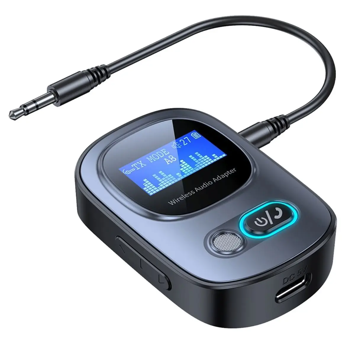 A85P Bluetooth 5.3 Receiver for Car with Led Display Aux Bluetooth Car Adapter Wireless Audio Transmitter for TV Speakers