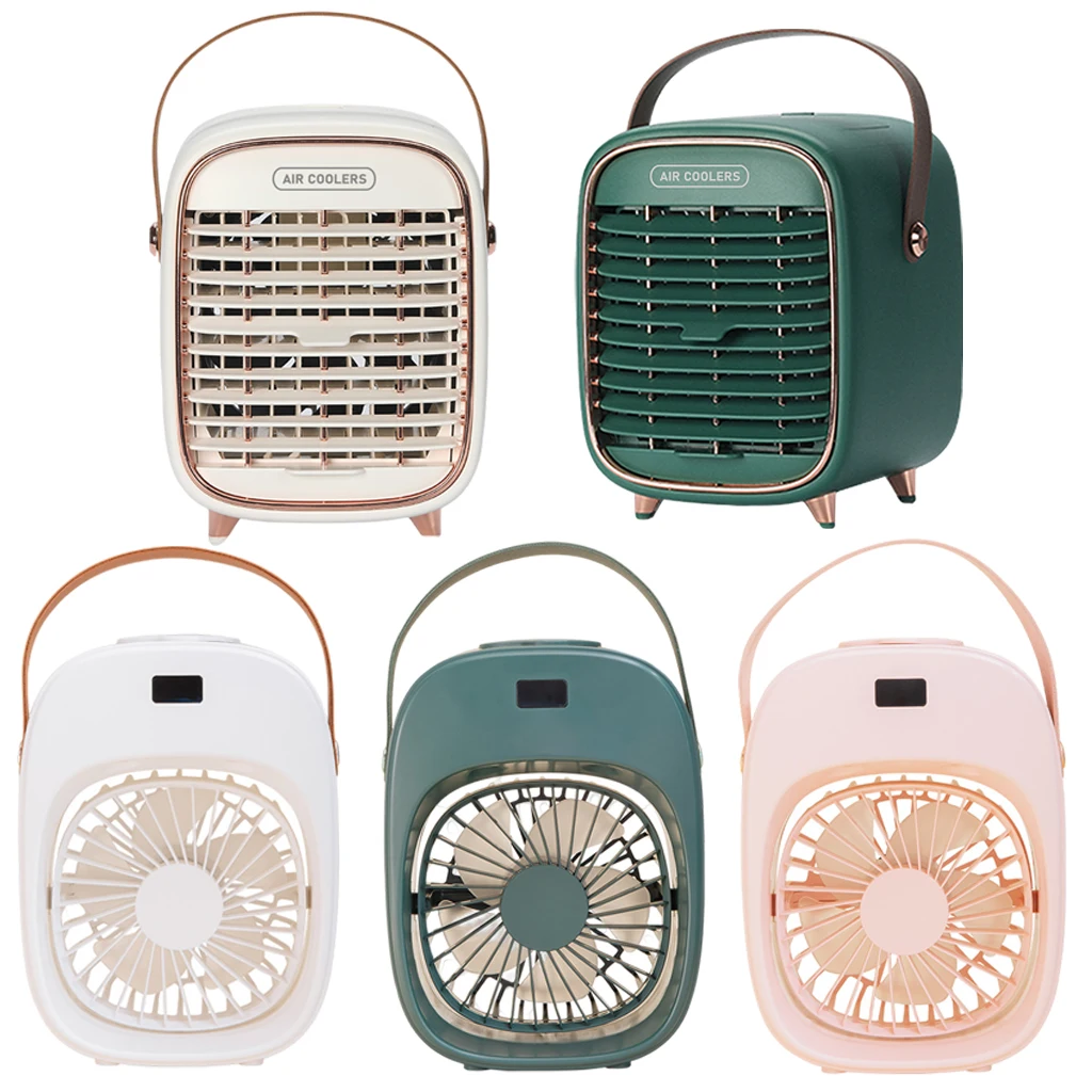 Cool Air Cooler Fan Air Conditioner Light Rechargeable Personal Cooling Fan Humidifier for Summer Bedroom Room