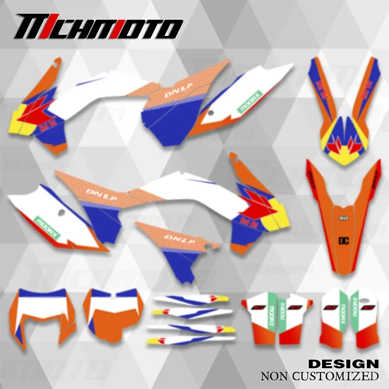 

MCHMFG для KTM 2014 2015 EXC EXC-F 125 250 300 350 450 полноразмерные графические наклейки наклейки с индивидуальным номером и именем 001