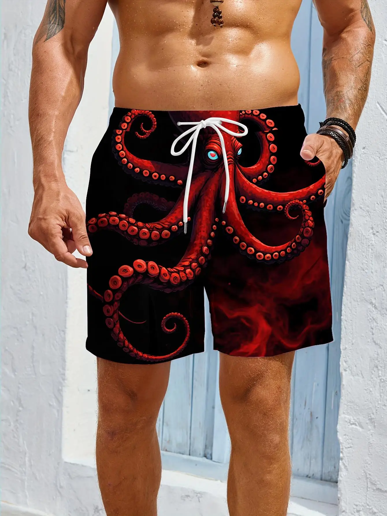 1pcs Men's Short swim trunks2026 Summer 3D Printed Short sleeve Quick drying Training pants Polyester running Breathable