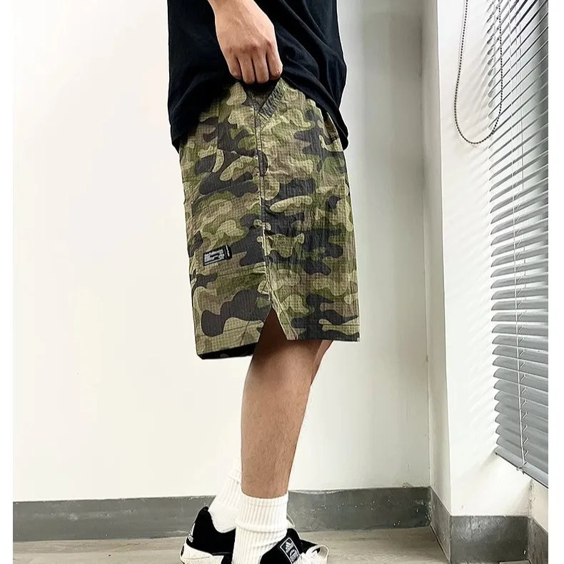 

American Camouflage Qui Dry Ice Silk orts Men's Summer Thin Cool Feeling Sports Pants Outdoor Functional Waterproof Five-...
