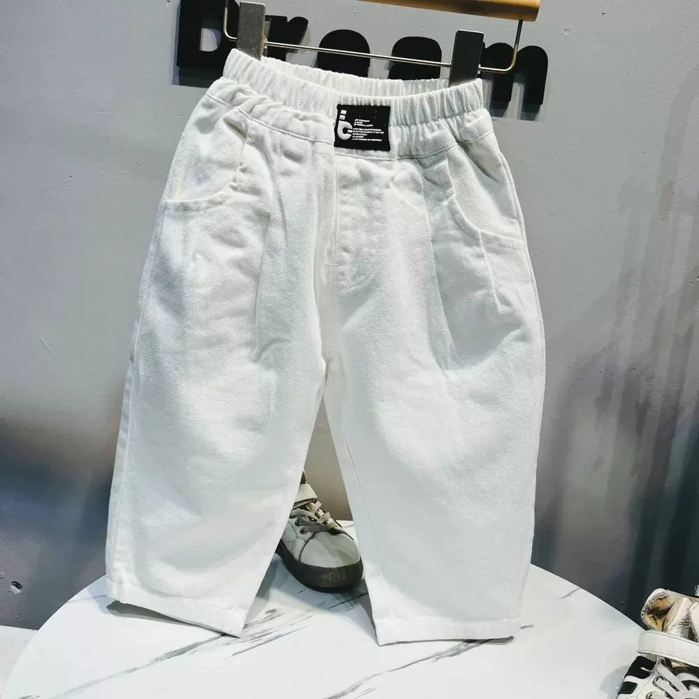 Russia Boys Girls Stretch Slim-Fit Denim Trousers Kids White Autumn Cotton Pants Children Formal Soft Skinny School Jeans