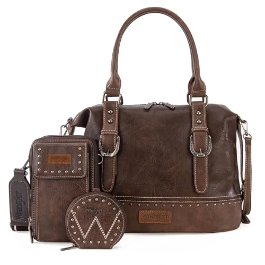 Wrangler 3Pcs Doctor Bag Sets for Women Top-handle Satchel Bag with Cell Phone Handbag and Coin Purse