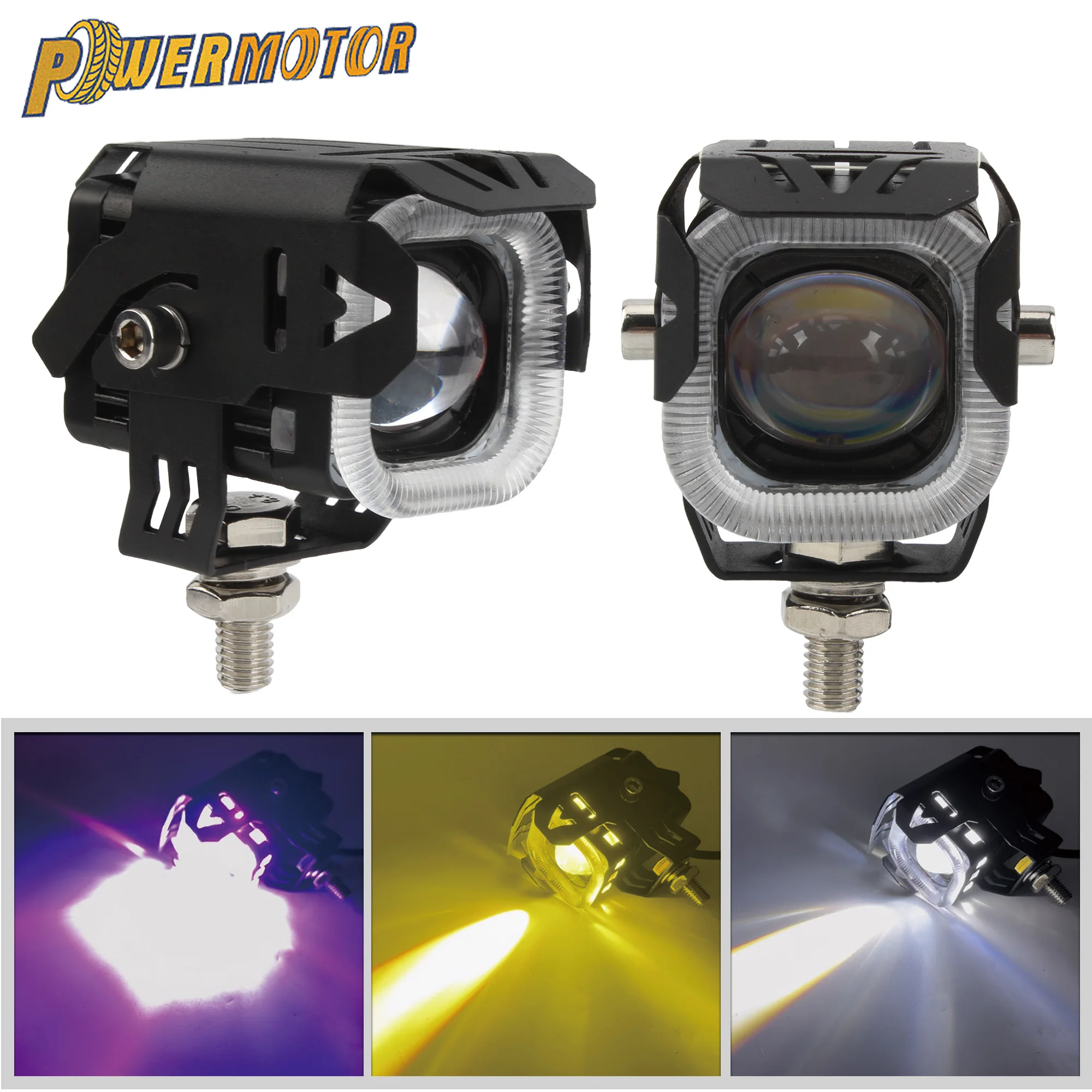 

Motorcycle LED Spotlight 3 Color Strong Light Hi/Low Beam Daytime Running Lights ATV UTV Motocross Moped Scooter Modification