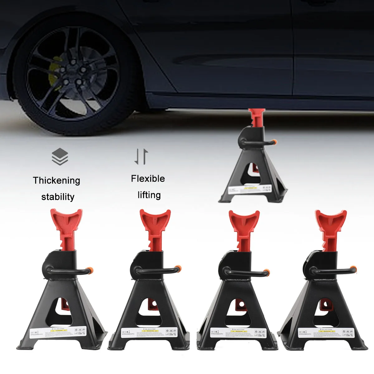 4-teiliges Wagenheber-Set mit 3 Tonnen Tragfähigkeit und doppeltem Verriegelungsmechanismus für SUVs, Pickups, Limousinen, UTVs/ATVs.