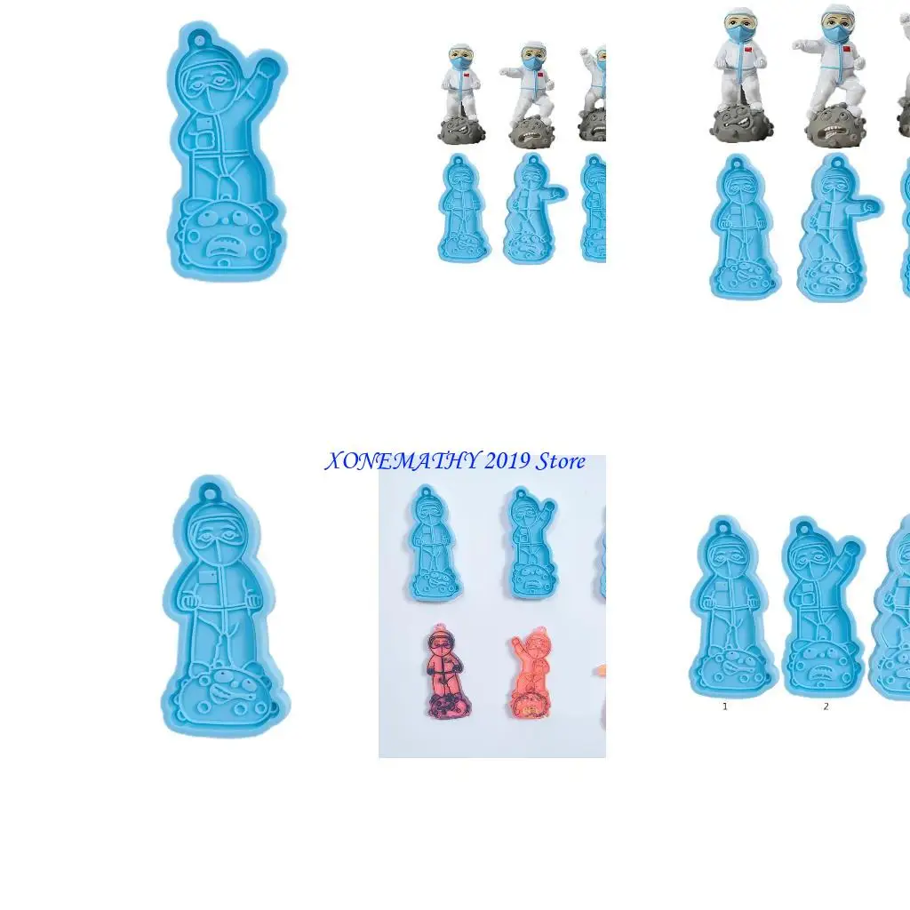 

F42F Angel in White Souvenir Keychain Epoxy Resin Mold Hanging Pendant Silicone Mould DIY Craft Jewelry Necklace Casting Tool