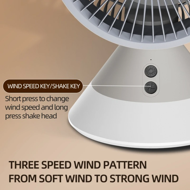 Xiaomi Youpin Hoofdschuddende ventilator Omgevingsnachtlampje Verstelbare hoge windsnelheid Tafelventilator Opladen Kleine luchtcirculatieventilator Thuis