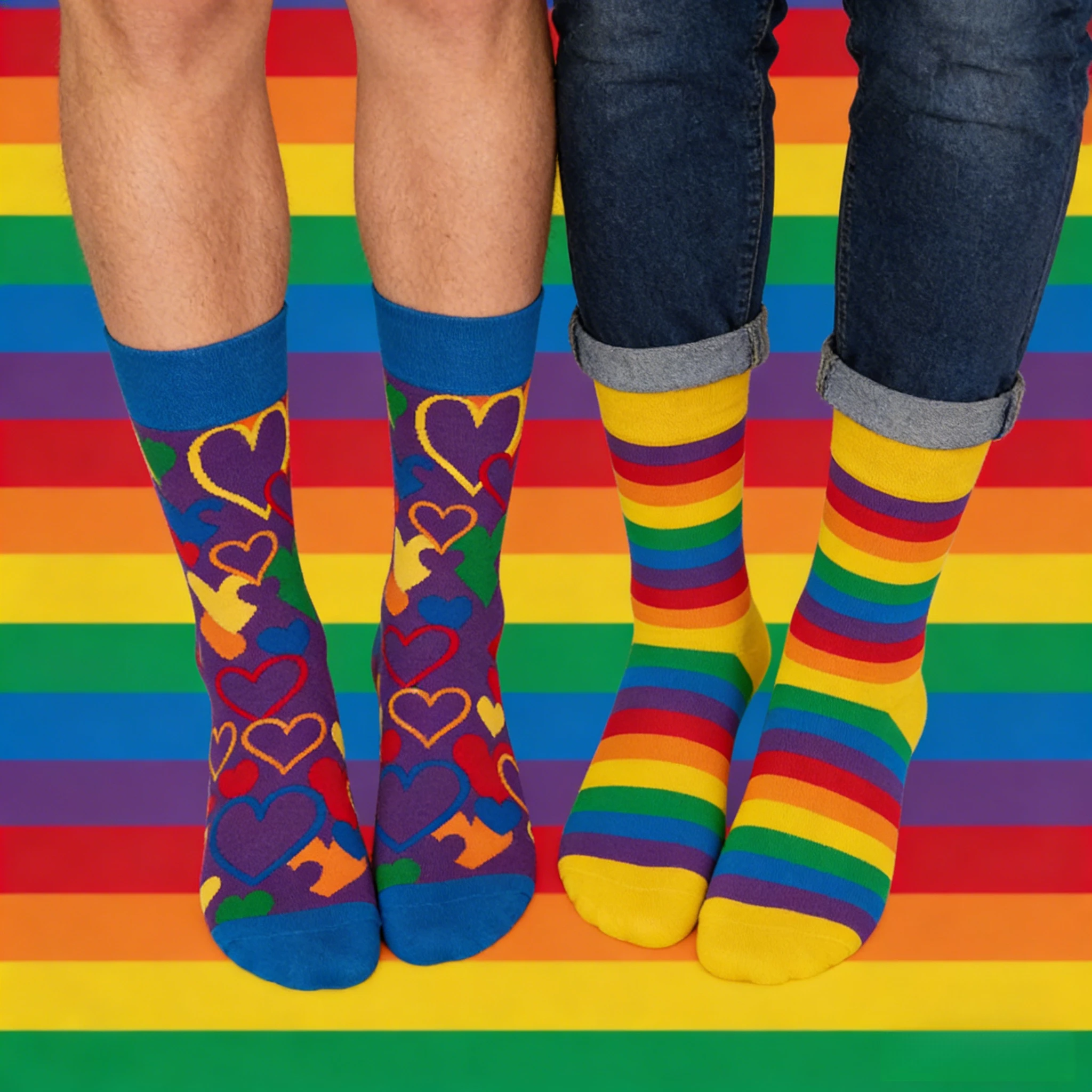 

3 Pair Original Asymmetric Trendy Socks AB Model Ins Style Design Unisex Cartoon Creative Mid-Calf Cotton Socks