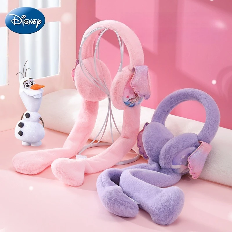 I paraorecchie per bambini Disney tengono al caldo in inverno, simpatiche paraorecchie invernali da principessa Elsa in peluche per ragazze