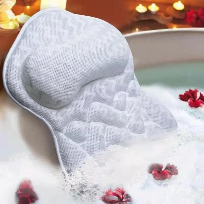

Bath Pillow with Strong Non-Slip Suction Cups and 3D AirMesh for Neck, Head and Back Support