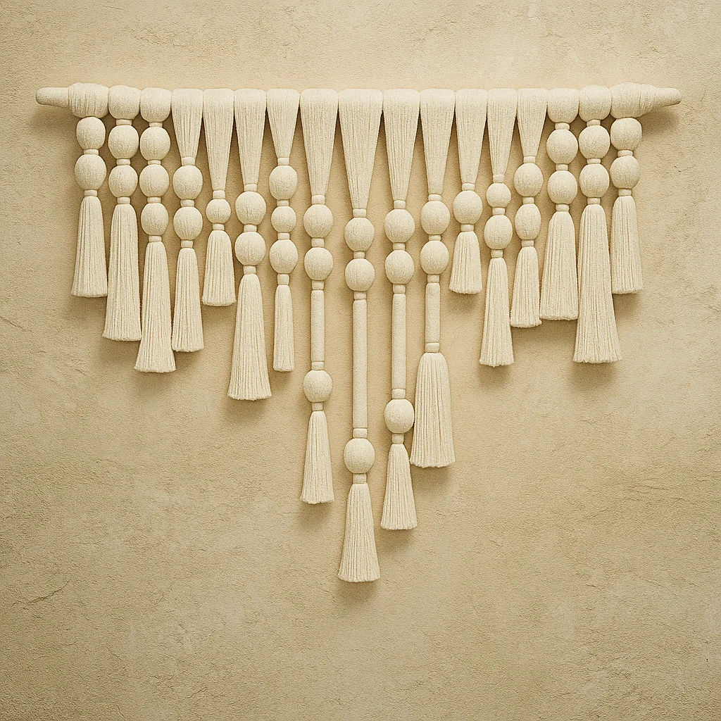 #￥Handmade Cotton Bohemian Macrame Vertical Wall Hanging Tassels Beads Irregular Shape Unique Chic Home Decor Diwali Birthday
