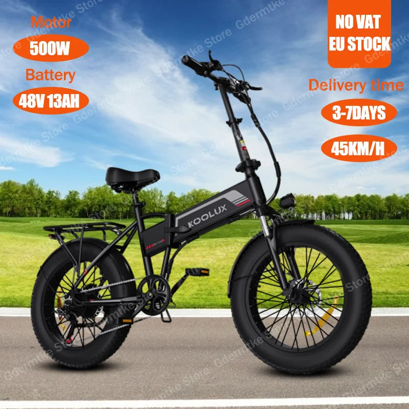 Folding E Bike 500W Motor 48V13AH Lithium Battery Electric Bike Aluminum Alloy Adult City 20.*4.0 Inch Fat Tire Electric Bicycle