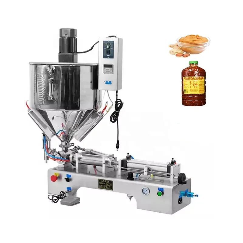 

Desktop Double Head Jam Cosmetics Cream Filling Machine Liquid Packaging Machine With Heating And Stirring Device