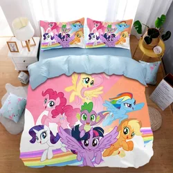 Set di biancheria da letto Little Pony, copripiumino My Pony per bambini dei cartoni animati, Set di 2-3 pezzi per bambini taglia per adulti carino stampa Decor regali