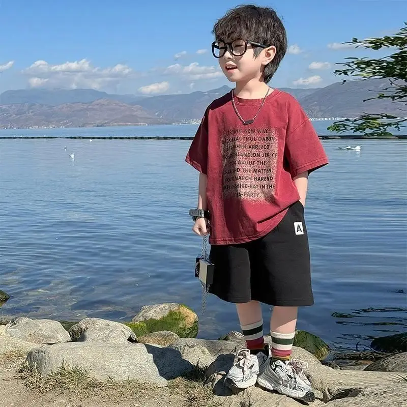 

Cotton Short Sleeve Summer Boy Set 2025 Children's Clothing Men's Sets Outdoor Child Outfit Boys Clothes Boy´s Suit Kids Years 4