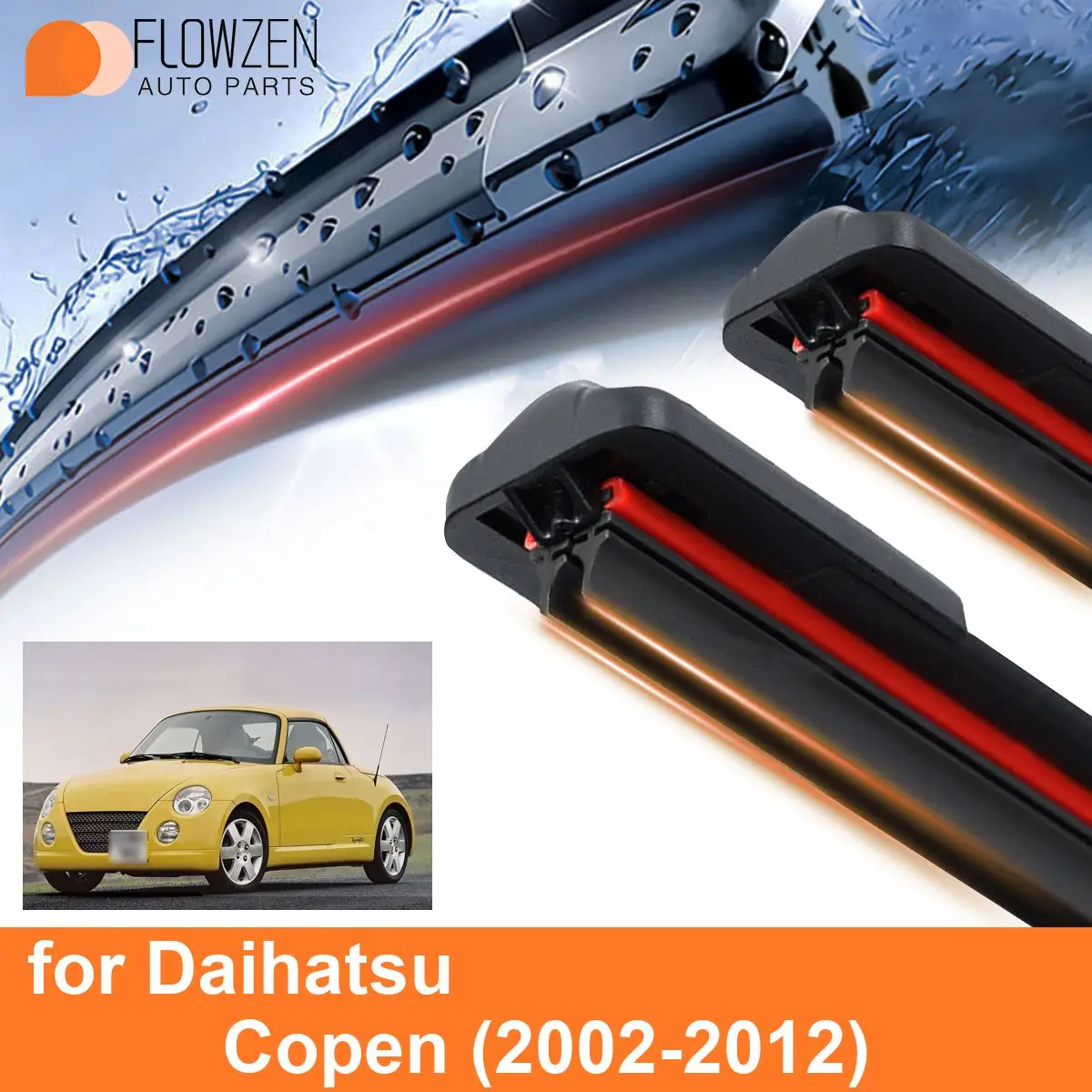 Car Windshield Wiper Blades for Daihatsu Copen Double Rubber Frameless Bracketless WipersSoft Accessories