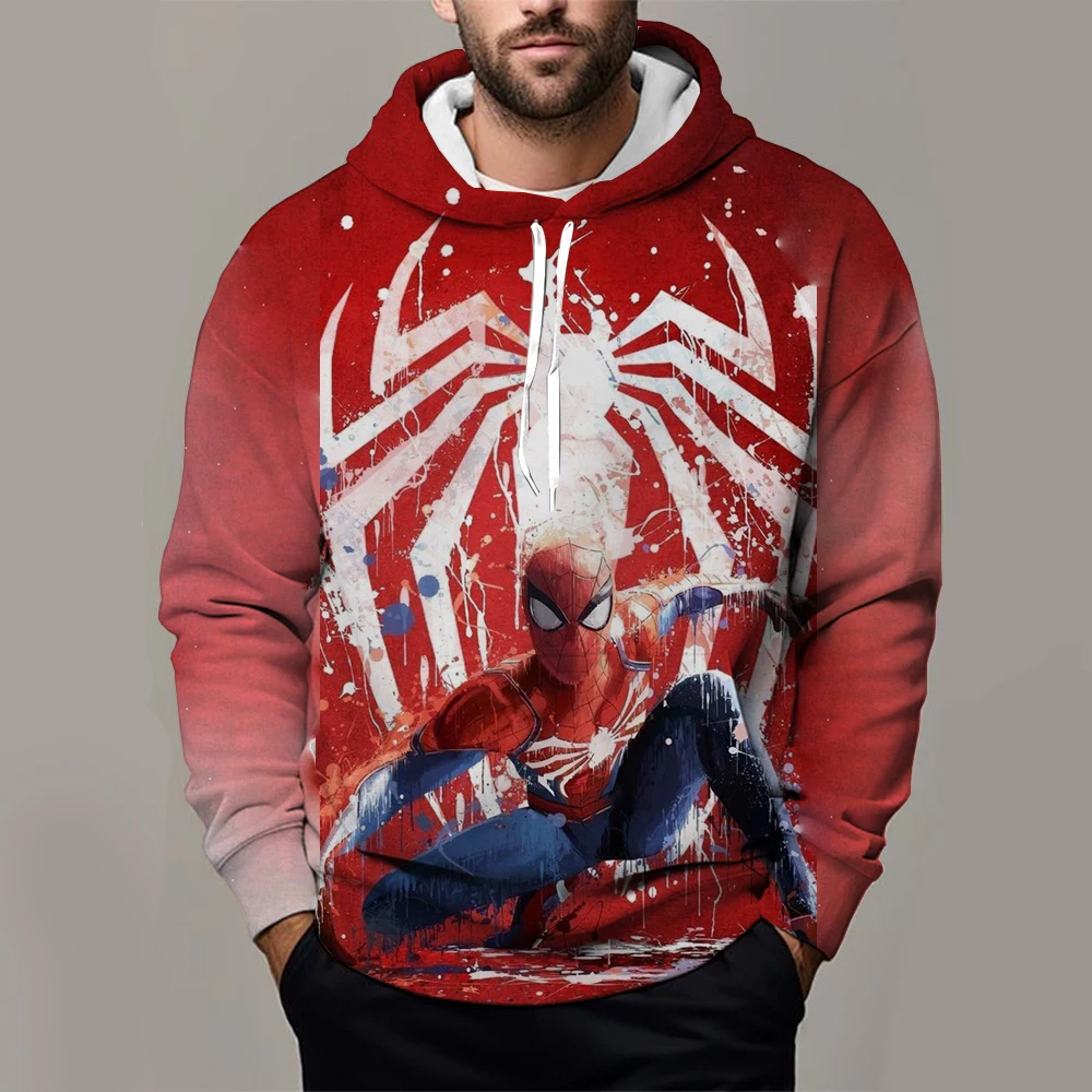 Miniso Men's Super Large Hoodie 3D Printed Marvel Spider Man Pattern Sports Cycling Coat Street Fashion Casual Kids boy Hoodie