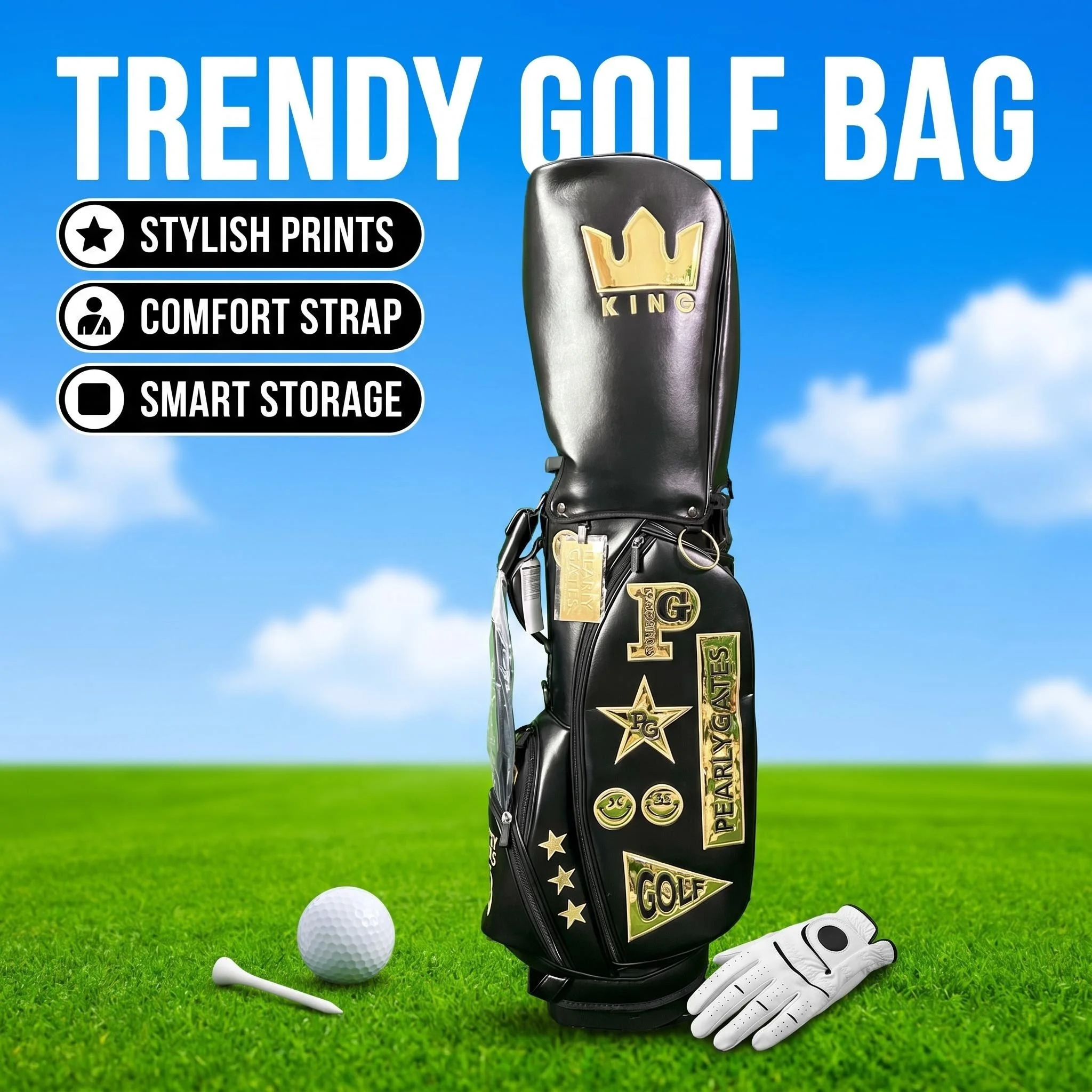 Borsa da golf, sacca da golf con supporto, borsa porta palline, sacca da golf con carrello