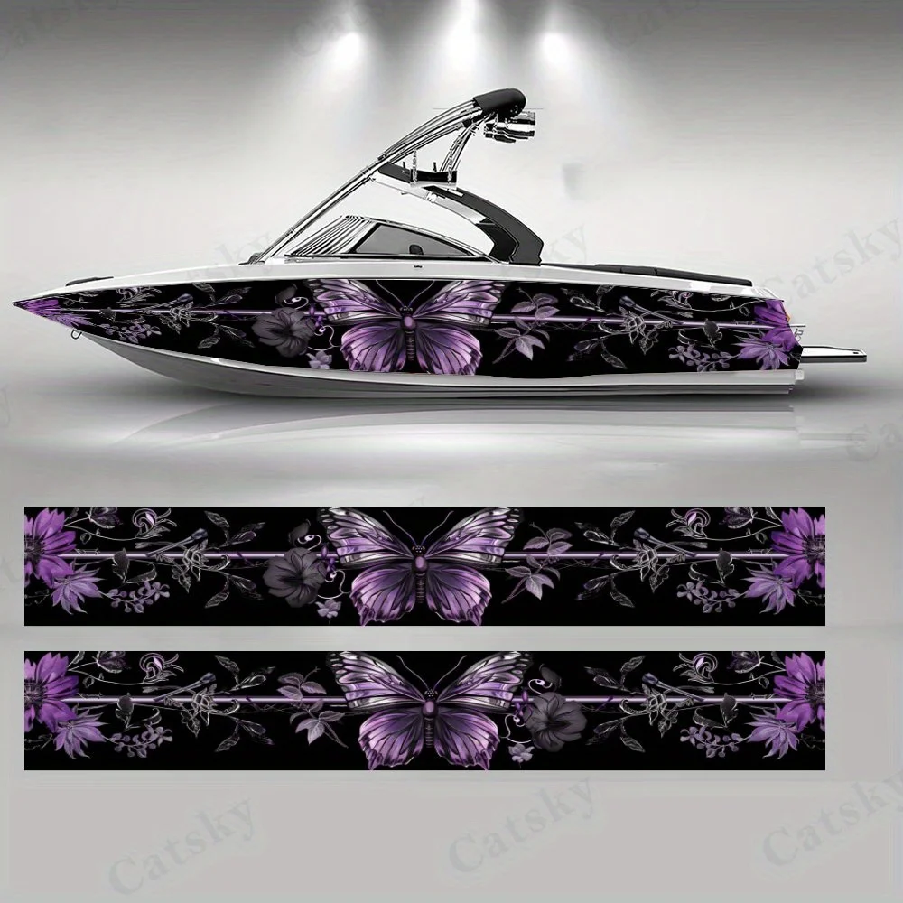 Purple Butterfly Patterns  Boat sticker vinyl ship pontoon deck Boat fishing decorative pontoon boats decal