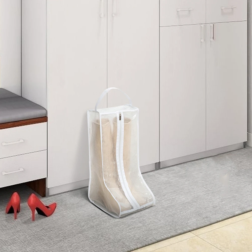 

2Pcs Boot Storage Bags Transparent Dustproof Shoe Organizer Covers Portable Travel Protective Boot Carrying Bags for Long Short