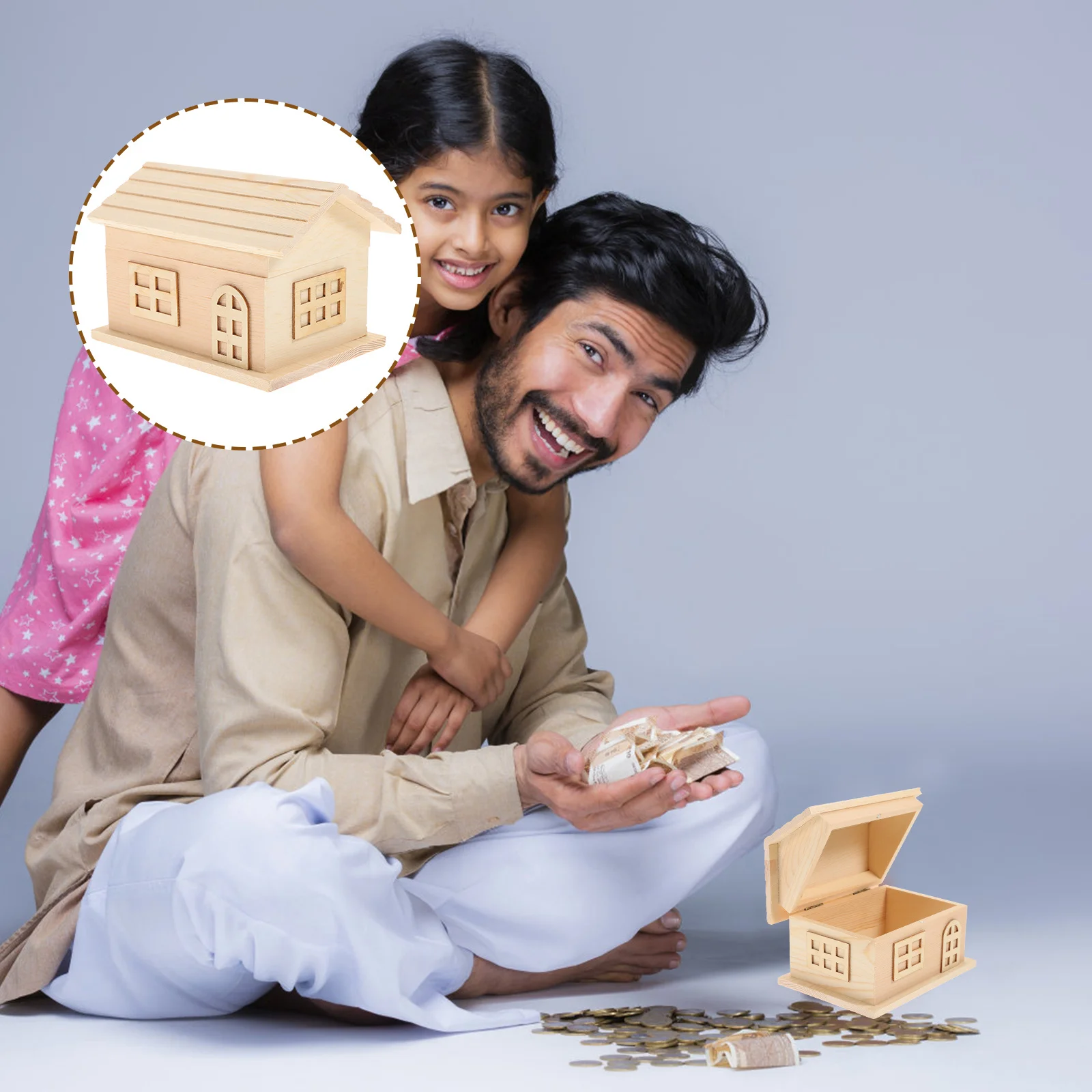 1 pièces Vintage en bois maison en forme de tirelire serrure boîte à monnaie créatif économie conteneur enfants chambre décor cadeau tirelire en bois