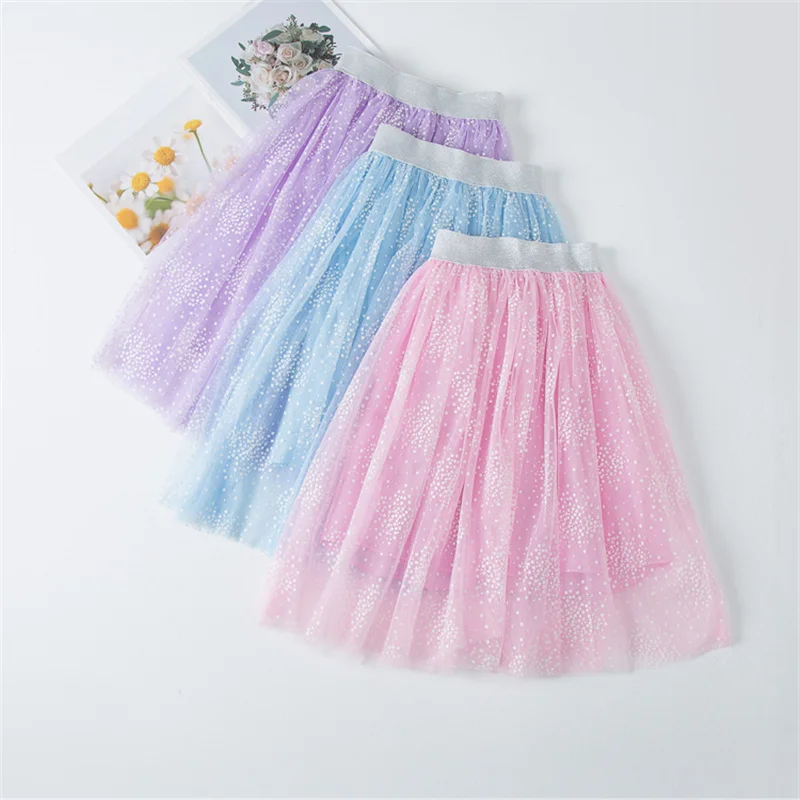 3-12Y Children\'s Skirts Girls Summer Spring Kids Clothing Gauze Print Cool Skirts Party Clothes  Cotton Lace