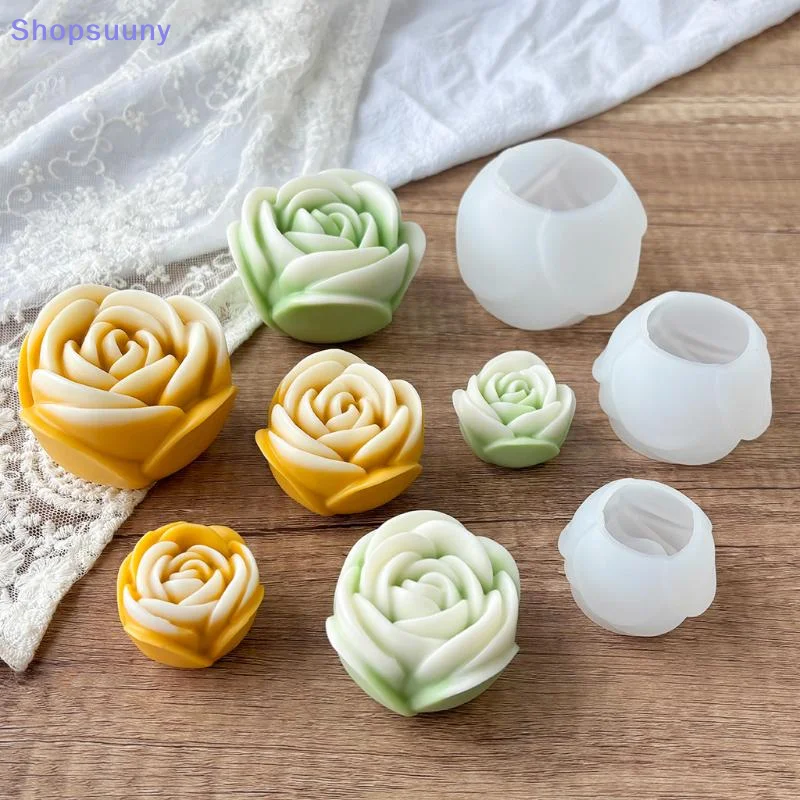 [SU]DIY Multi Size 3D Flower Shape Silicone Rose Mold Candle Mould Handmade Soap Mold Wedding Cake Decor Jelly Gift[SU]