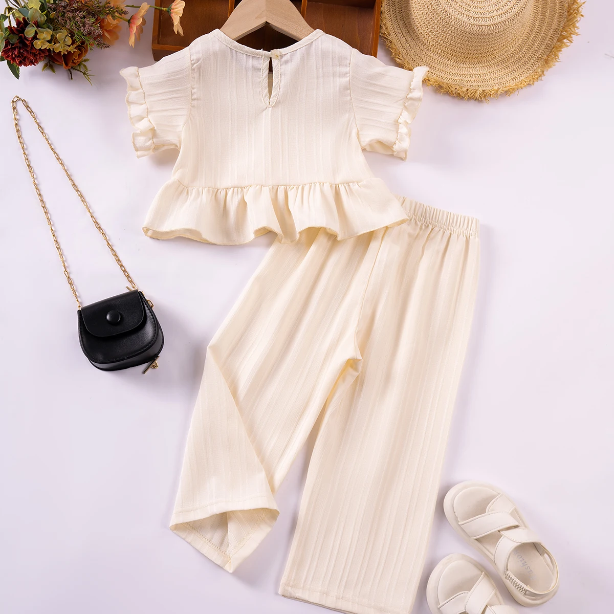 Mädchen 2-teiliges Kleidungsset Kleinkind Sommer Kurzarm T-Shirt + Hose Lässiges Outfit für Babymädchen 1-6 Jahre Kinder Modeanzug – Detail 2