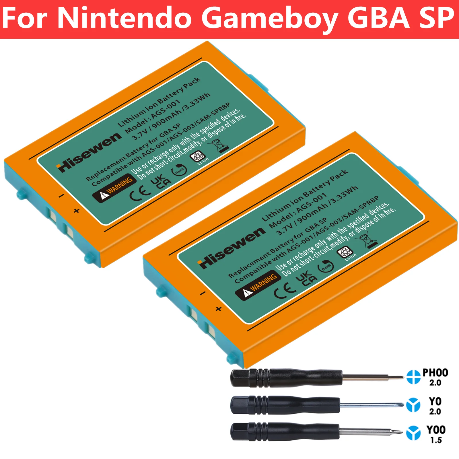 

Hisewen GBA SP Top Battery for Nintendo GBA SP Gameboy Advance GBA SP Game Boy Advance SP (GBA) GBASP Batteria