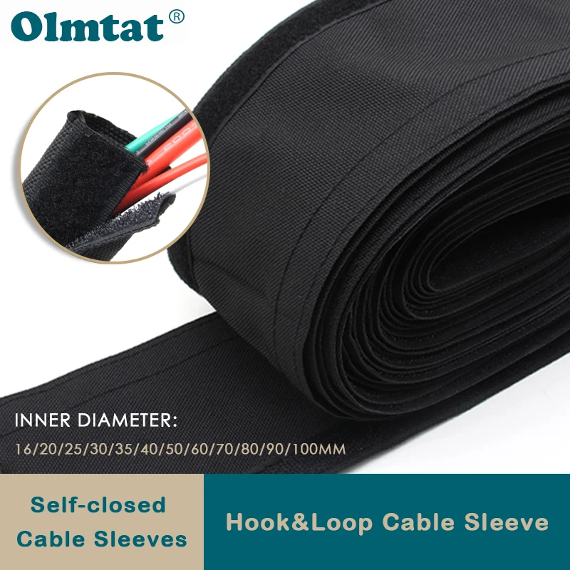 

1/3/5m Cable Management Sleeve16mm-100mm Reusable Nylon Flexible Harness Braided Wire Organizer Sheath Wrap Protection