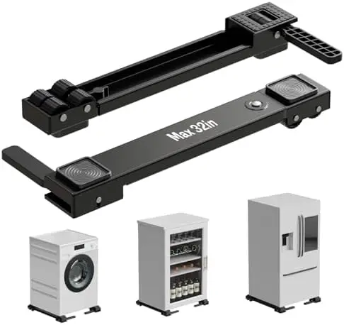 

Heavy Duty Appliance Rollers - Extendable Sliders for Washer, Dryer, Fridge & Furniture - Black